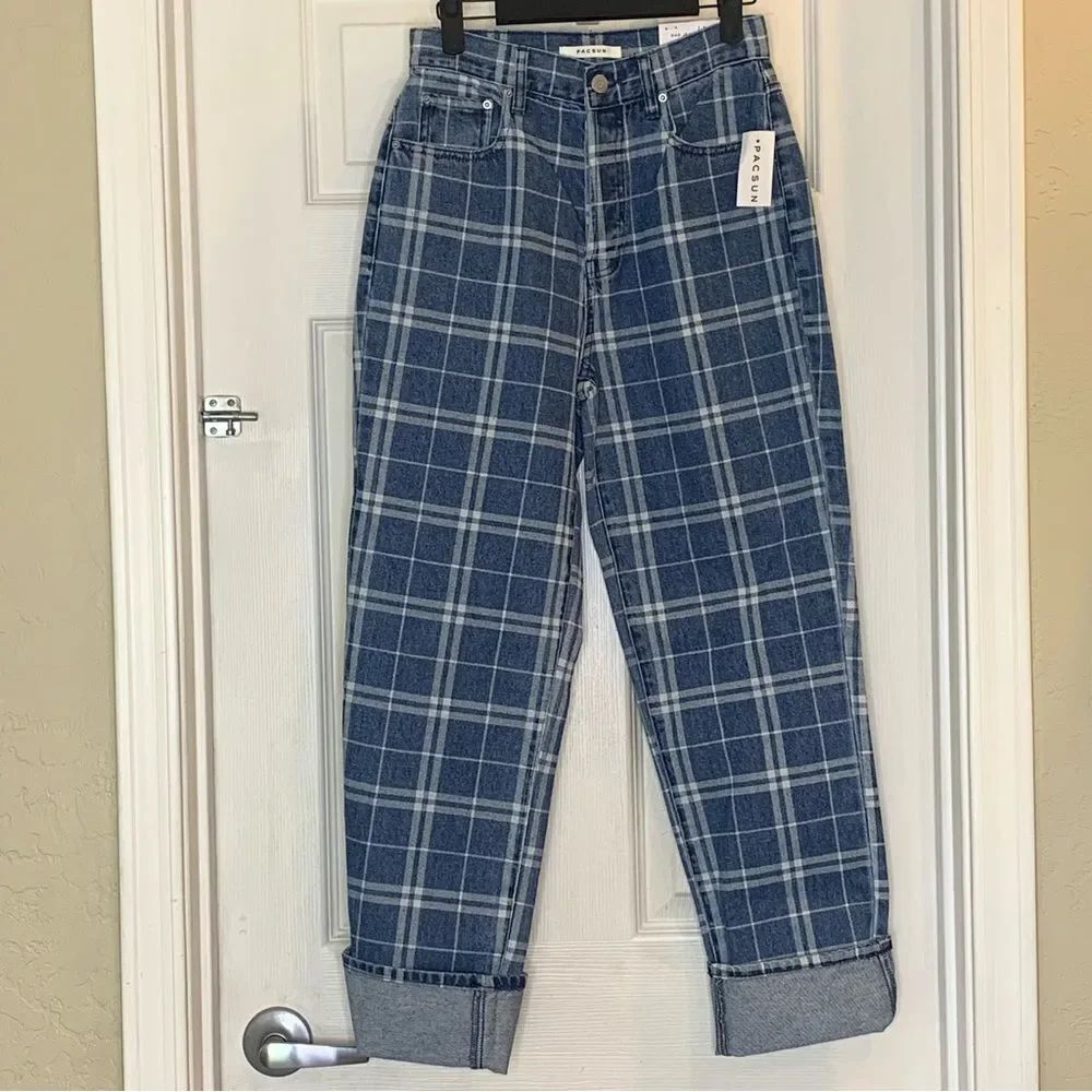 Pacsun Dad Jeans Plaid High Rise Size 25